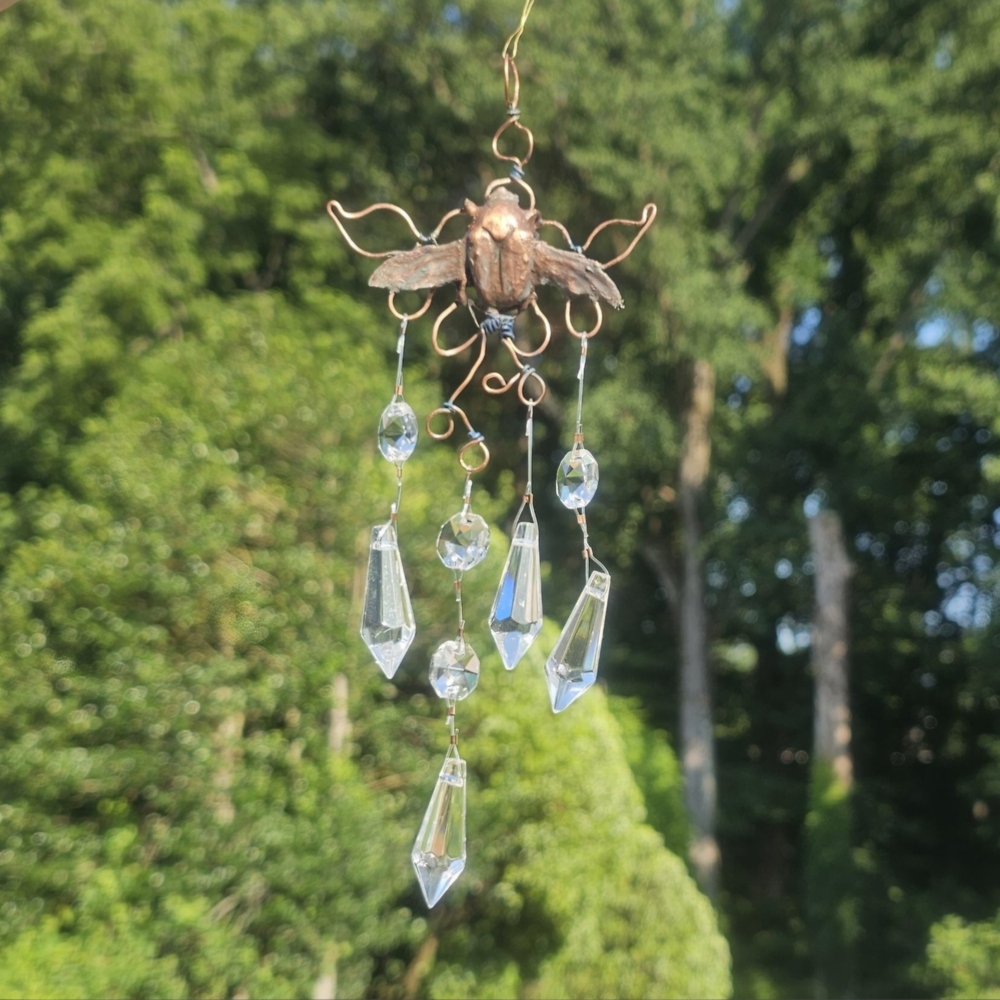 Real Electroformed Beetle Crystal Suncatcher